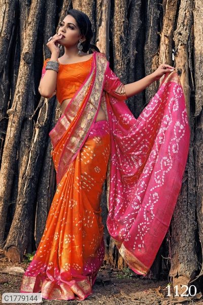 Traditional Bandhani Silk Saree – Elegant Rajasthani Bandhej Saree