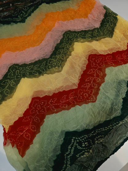 Traditional Shekhawati Bandhej Chunadi Saree | Blooming Silk